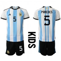 Argentinien Leandro Paredes #5 Heimtrikotsatz Kinder WM 2022 Kurzarm (+ Kurze Hosen)